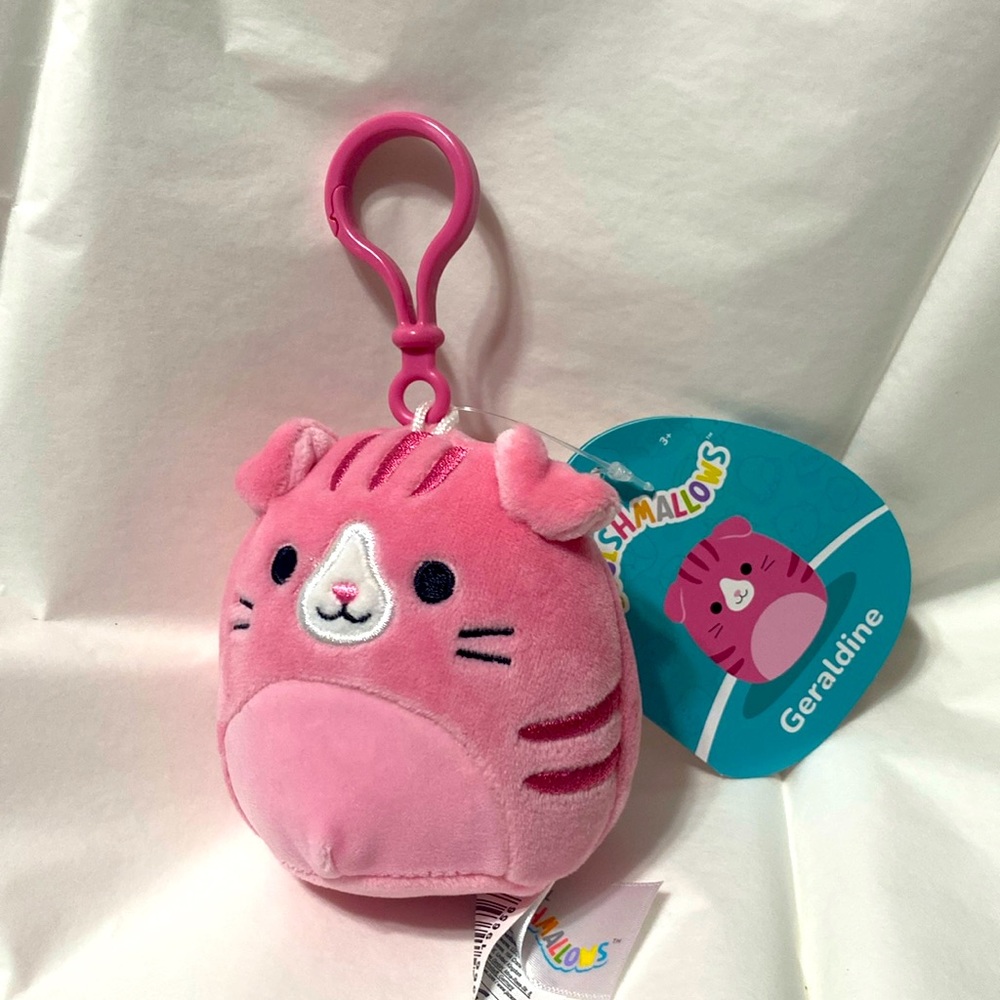 Squishmallows 4” “Geraldine” hook her on carry  her with you everywhere you go!